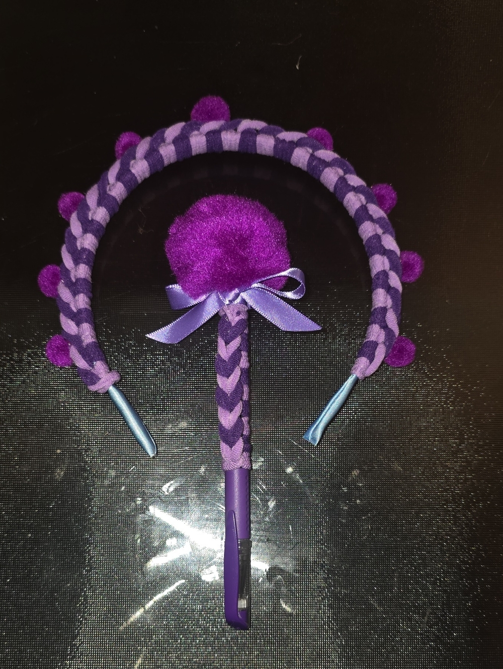 Purple Pom Headband and Pen Accessory